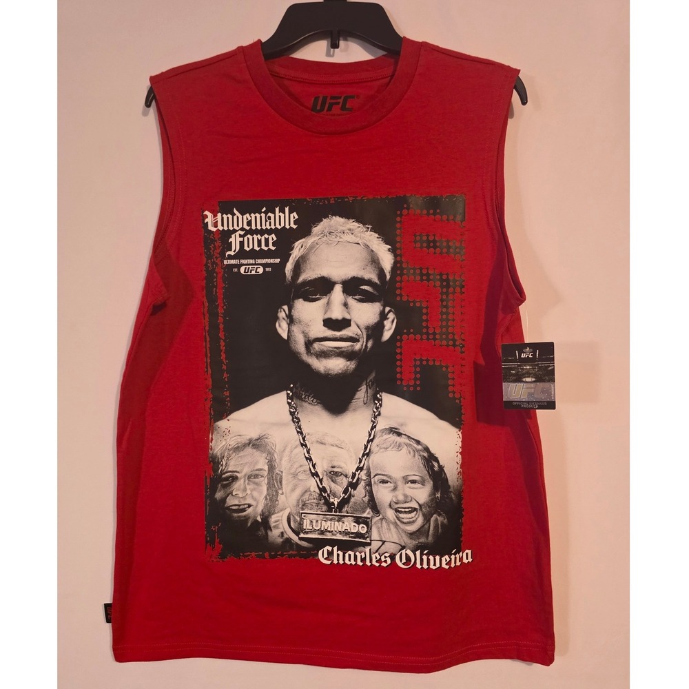 UFC Charles Oliveira Undeniable Force Red Graphic Tank Top Mens Size Small NWT